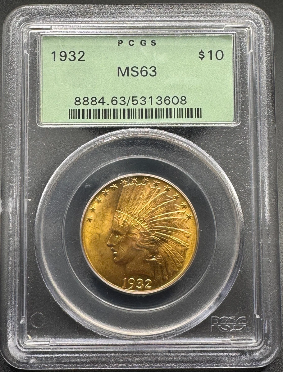 MS 63 Graded 1932 Year Eagle $10 US Gold Coins (Pre - 1933) for