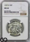 1939-D Walking Liberty Half Dollar NGC MS 64 ** Potential Upgrade, Gorgeous!