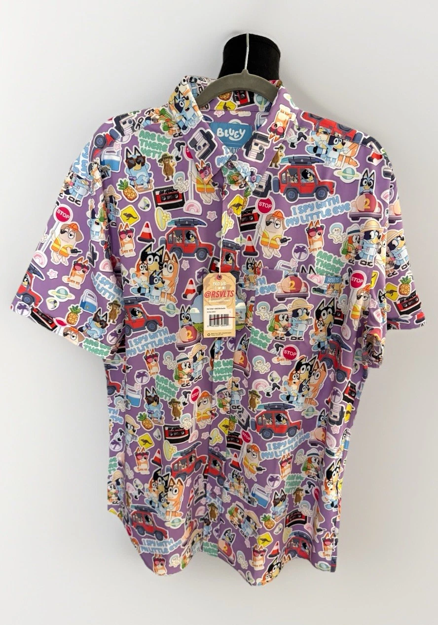 RSVLTS Bluey Shirt L Kunuflex Button Down – Are We There Yet? NWT