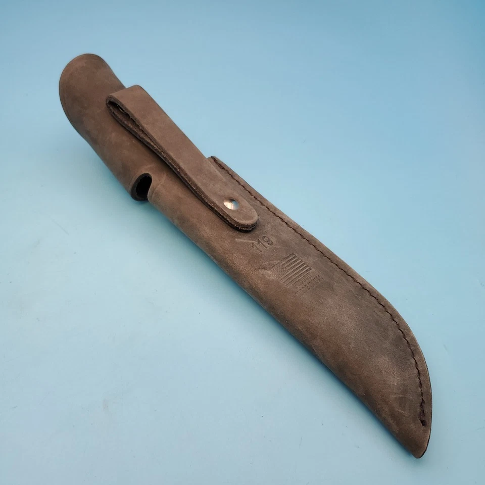 Buck Knives 119 Fixed Blade Knife Sheath Black Leather Belt Pouch 10"x 6.25" USA - Image 4 of 4