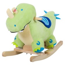 Qaba Kids Plush Ride-On Toy Rocking Horse Dinosaur Baby Animal Rocker