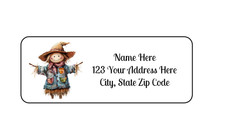 30 Halloween Scarecrow PERSONALIZED RETURN ADDRESS LABELS 1 in X 2 5/8 GLOSSY