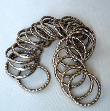 10pcs-Link Connector Flat Round Textured Antique Bronze Double Side.