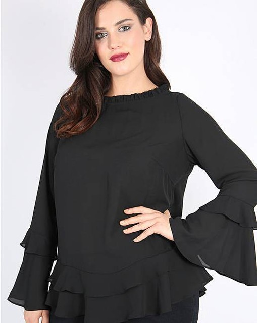 black ruffle blouse uk