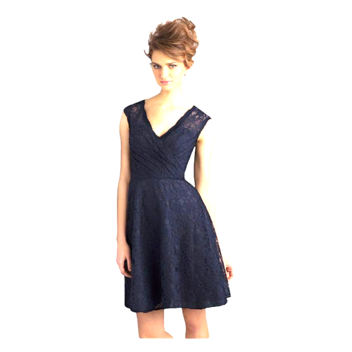 Mori Lee Lacy Sleeveless Faux Wrap 