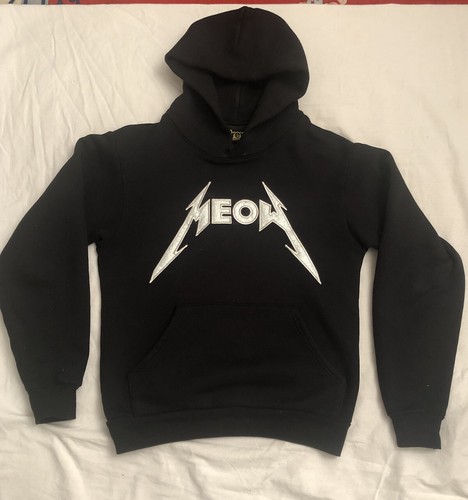 Custom Black Hoodie Cat Meow Metallica 