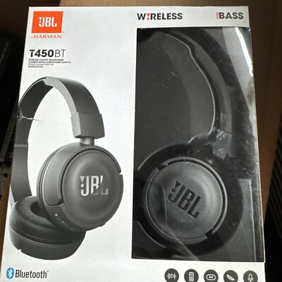 JBL Harman T450BT Bluetooth Wireless On-Ear Headphones Black pure BASS