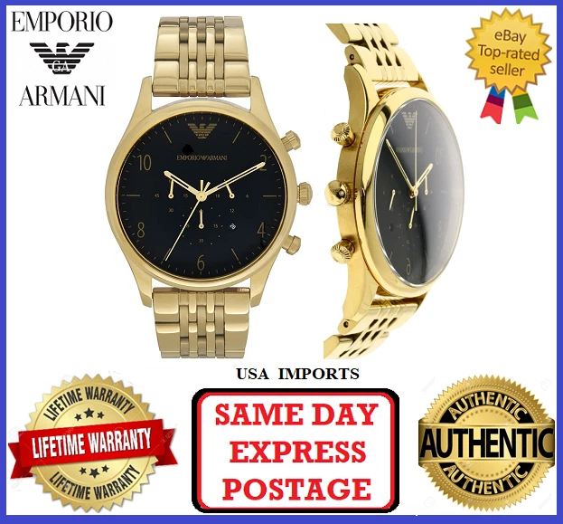 Emporio Armani AR1893 Beta Gold and Black Mens Chronograph Wrist Watch