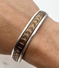 Vintage Sterling Silver Native Navajo Darin Bill Bangle Bracelet  7.5” Round