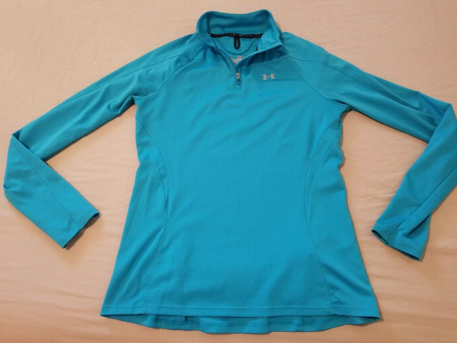 Womens Under Armour Half Zip Shirt S Small Blue Athletic Gym Workout