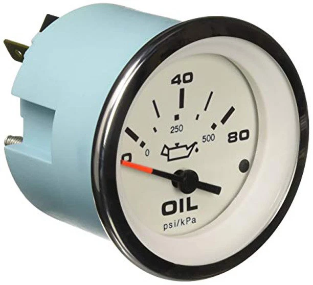 21/16 Inch Electric Oil Pressure Gauge 080 PSI W/ White, 45 OFF