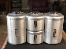 Vintage KROMEX spun Aluminum Complete Set Of 4 Stacking Canisters 1950s EX COND!