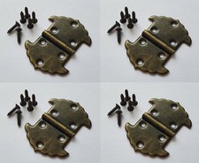 Small 4x Brass Hinges Door Craft Wooden Box Chest Lid Hinge with Screws