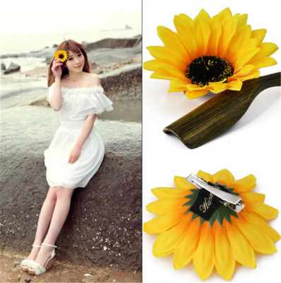 2pcs Big Cute Sunflower Flower Hair Clip Barrette Wedding Party