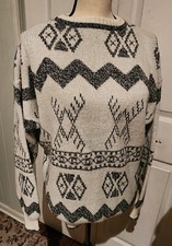 Vintage PETER ENGLAND Men's Geometric Warm Winter Sweater 80s 90s Sz M GuC
