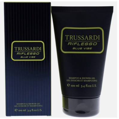 TRUSSARDI-RIFLESSO BLUE VIBE-MEN s- 3.4 oz Shampoo+Shower Gel(NEW IN BOX)