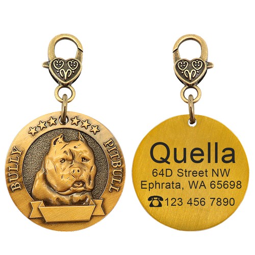 Robuste 3D Hundeetiketten personalisiert graviert Haustier Welpe Ausweis Name Halsband Scheiben gold - Bild 68 von 72