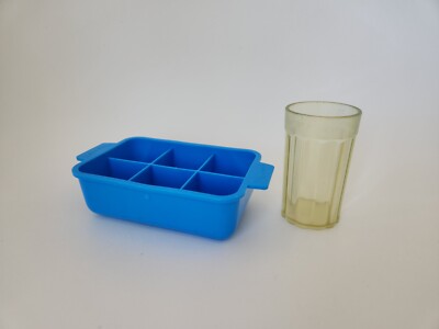 Vintage Fisher Price Fun With Food Ice Cube Tray Blue And Clear Cup