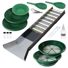 ASR Outdoor 17pc Deluxe Aluminum Sluice Box Gold Prospecting Kit Classifier Pans
