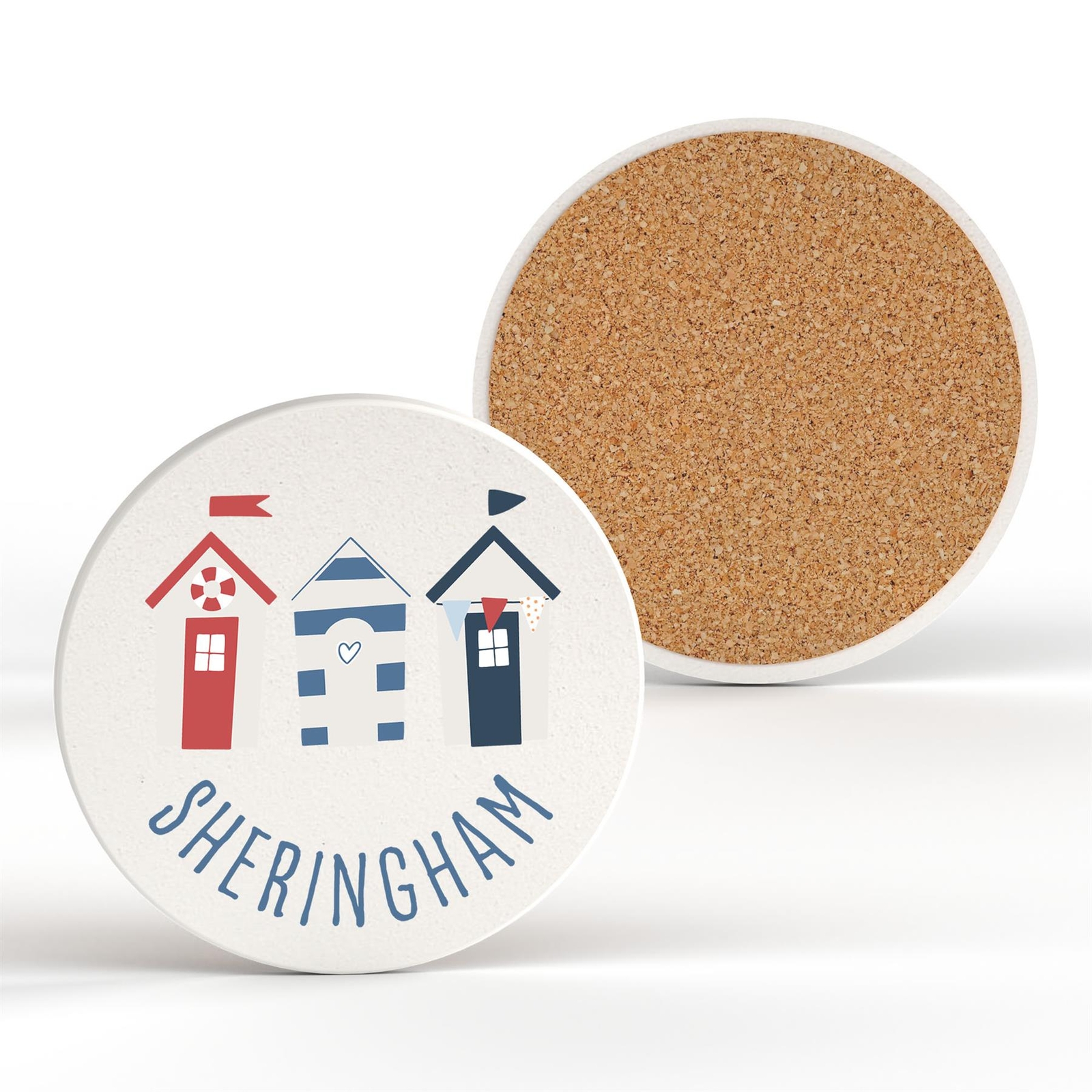 Beach Hut Sheringham Seaside Beach Themed Nautical Ceramic Round Coaster
