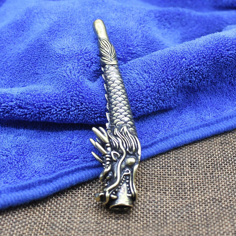 Porta-cigarro vintage bronze tubo filtro dragão coleção suporte para cigarro - Imagem 3 de 4