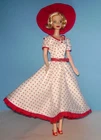 Vintage Design Hand Made Polka Dot Dress Hat & Belt For Barbie