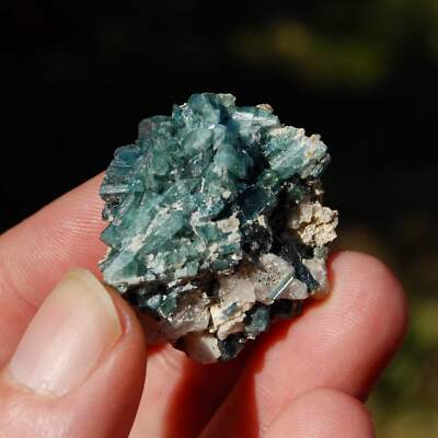 68ct Blue Tourmaline Crystal Cluster, Indicolite Tourmaline Crystal on Matrix, B