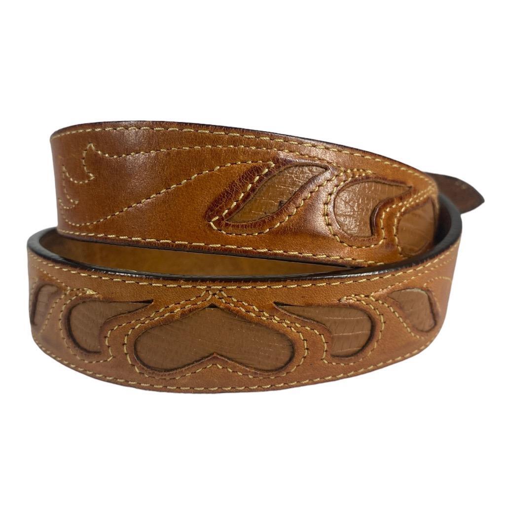 Vintage LEEGIN Western Belt Genuine Leather Chestnut Brown  display picture 1