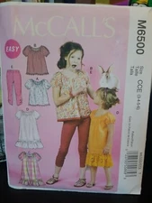 Mccalls 6500 Size 3-6 Girls Top, Dress & Leggings Partial FF