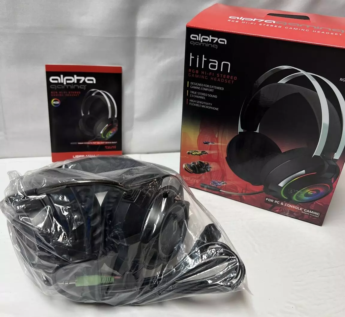 Alpha Titan LED Stereo Gaming Headset Console PC Open Box Tested