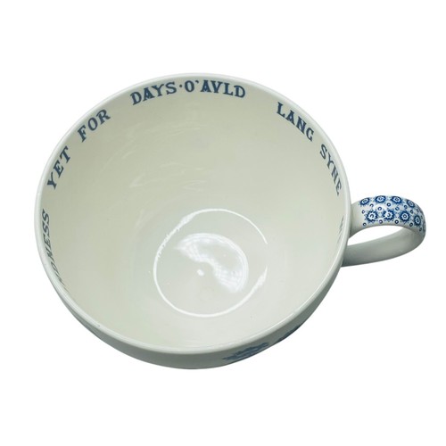 Spode HUGE Blue Willow Auld Lang Syne Bone China Teacup Boullion Cup O' Kindness - Picture 5 of 19