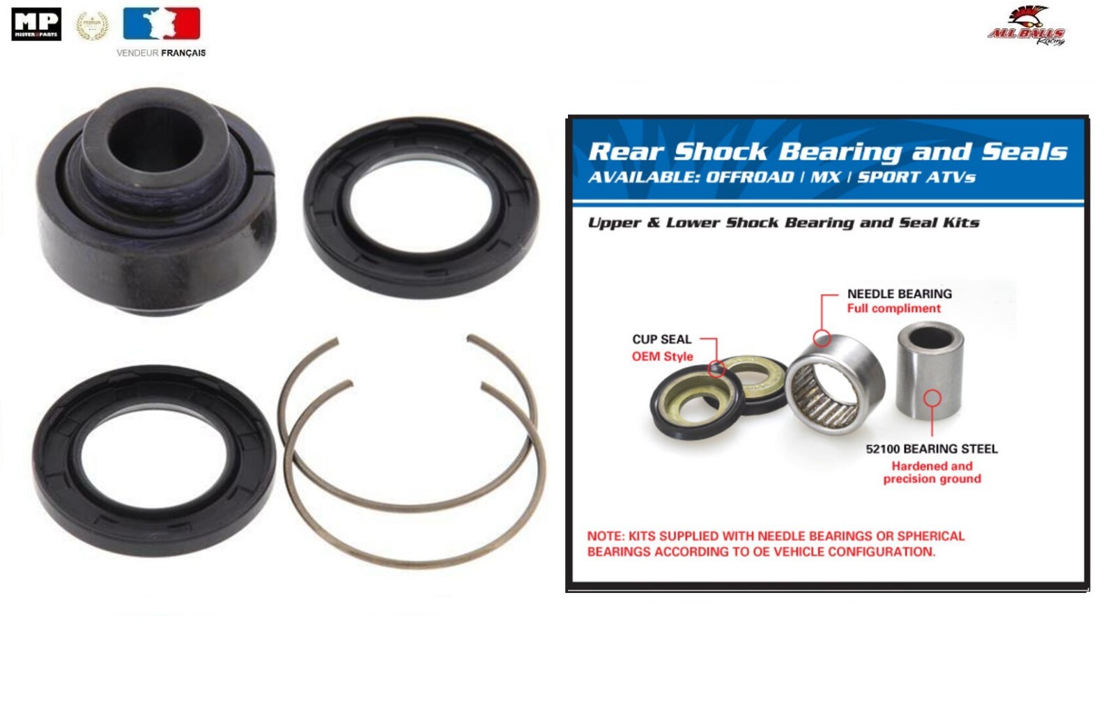 Kit roulement d'amortisseur 29-5029 en acier renforcé pour Honda CR500R 89-90 haute performance