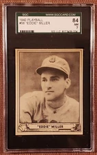 1940 Play Ball #56 Eddie Miller Boston Braves Rookie Baseball Card SGC 7 NM RC