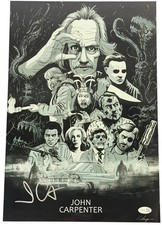 John Carpenter signed 12x18 Metallic Poster Director, Writer Halloween 1978 JSA