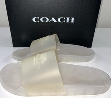 NEW COACH Size 10 Men's Sandal POOL Slide Opaque Chalk Rubber Carriage Logo