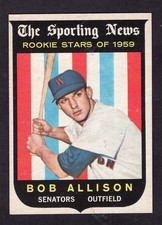 1959 TOPPS BOB ALLISON ROOKIE STARS CARD NO:116 NEAR MINT CONDITION. rookie card picture
