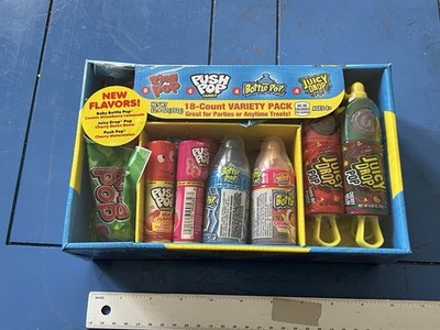 Bazooka Candy Brands - 18 Count Ring Pop, Push Pop, Bottle Pop, Juicy Drop Pop