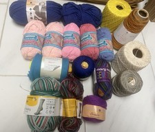 Lot Of 17 Skein Yarn 11 New 6 Partials Merino Wool, Nylon, Cotton, Acrylic