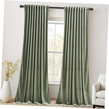 Velvet Curtains 84 inches 2 Panels - 52"W x 84"L Pack of 2 Sage Green