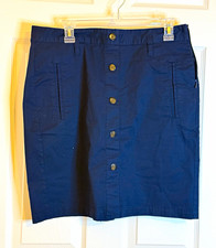 Old Navy Button Front Skirt Size 12 Regular Pockets Blue Solid Knee Length
