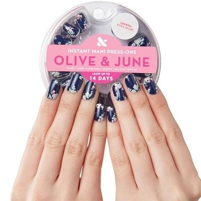  Instant Mani Press-On Nails | (Glue) Short, Round 42 Fake Nails, Micro Floral