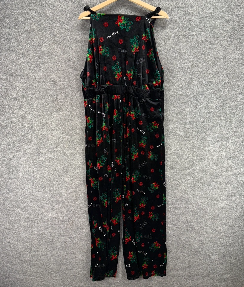 Mono Mujer Sin Marca M Mediano Negro Floral Sin Mangas Terciopelo Navidad Foto 2 de 4