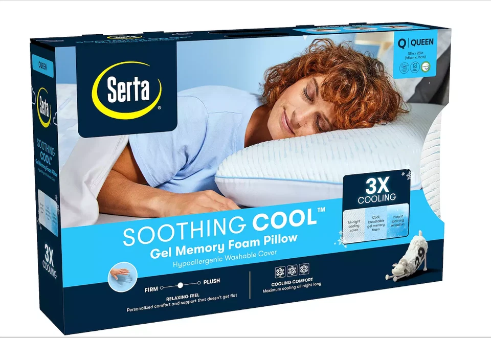 💤 NEW! Serta Soothing Cooling Memory Foam Pillow Size: Queen 💤 - Image 2 of 4