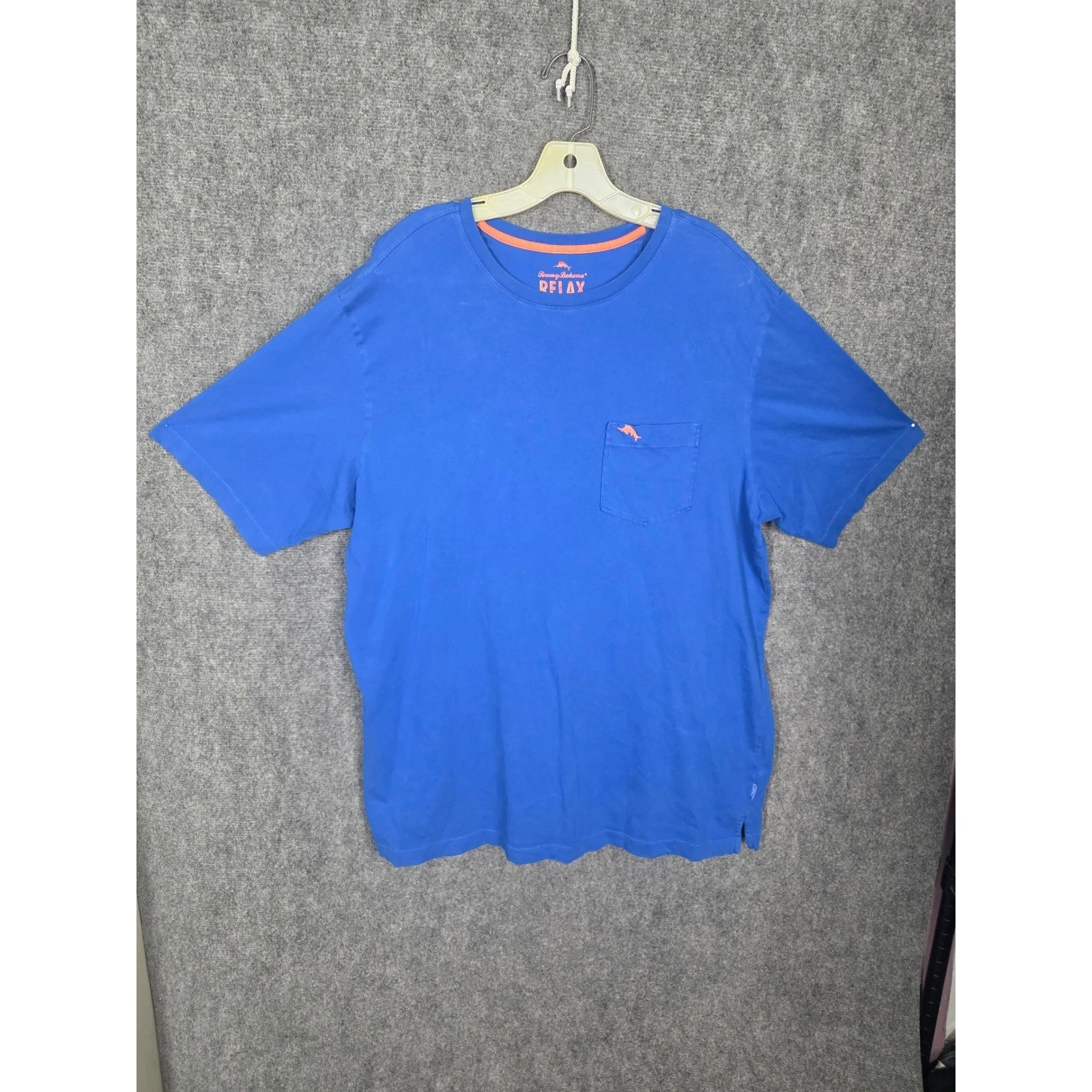 Tommy Bahama Relax Mens LT Blue Pima Cotton Pocket T-Shirt UPF 50 Marlin Logo