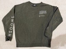 Nike Sweatshirt Youth XL Green Swoosh Cotton Pullover Crewneck Sweater Olive