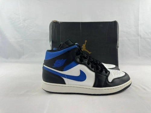 Nike Air Jordan 1 Mid White Black Racer Blue 2021 554724-140 Mens Size 13
