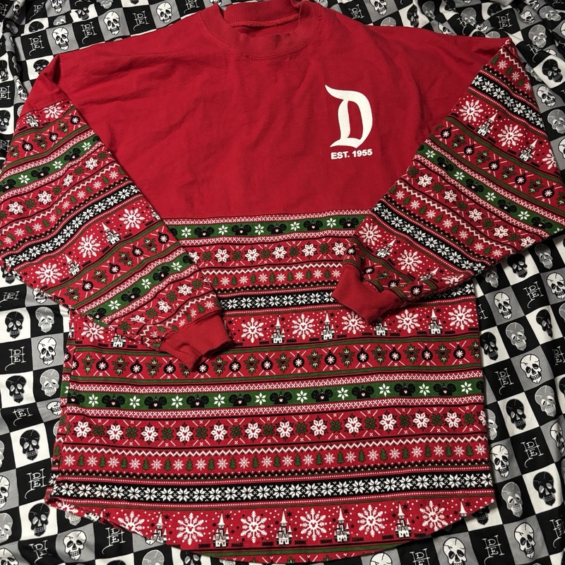 Disney Parks Disneyland Christmas Holiday Fair Isle Red Spirit Jersey