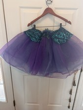 Weissman Dance Costume Tutu Skirt Girl waist 22 inches Purple Blue Flowersequins