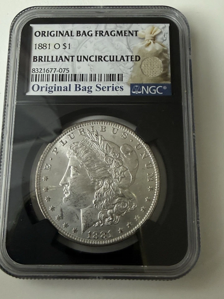 1880-S and 1881-0 NGC Original Bag Fragment Morgan Silver Dollar Brilliant Uncir - Image 3 of 4