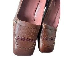 Retro 90s Etianne Aigner 7M eysabel brown leather 2.5" chunky heel Office Siren